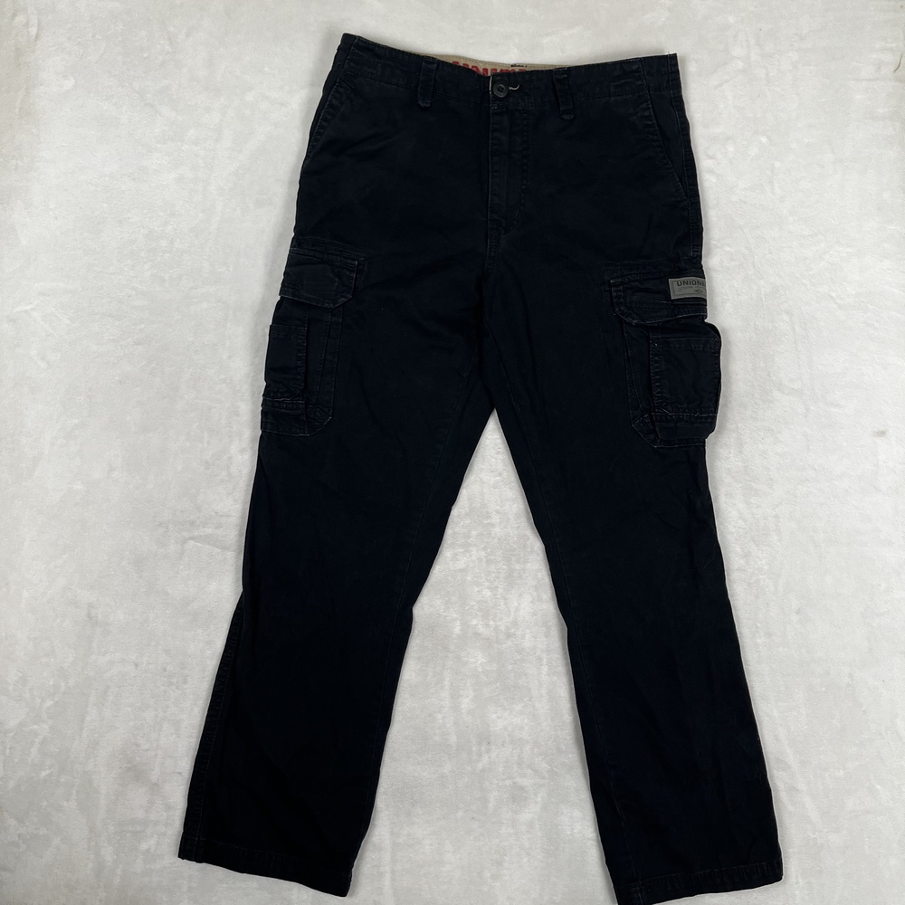 Unionbay Cargo Pants Y2K Mens 32x32 Black Regular Fit Cotton Utility Pockets